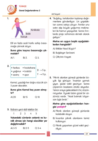 Page 40 - ATA YAYINCILIK 2. Sınıf Çıtır Çıtır Tüm Dersler Soru Bankası 1.  Kitap (1. Dönem)