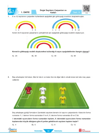 page 34 ata yayincilik 6 sinif math max soru bankasi