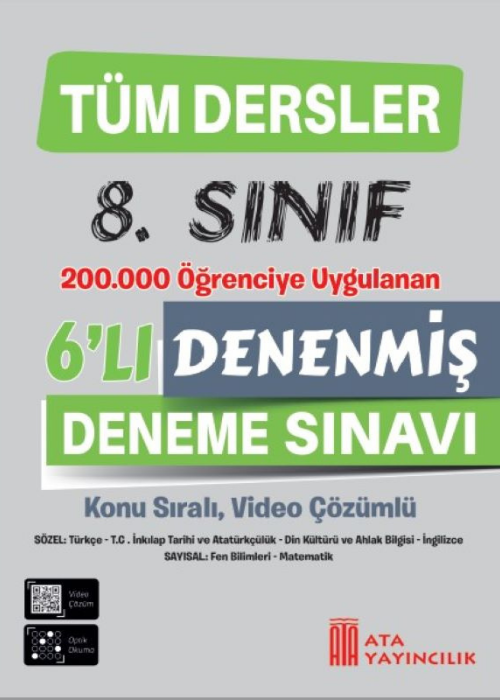 8. Sınıf Tüm Dersler 6'lı Denenmiş Deneme Sınavı Kapak Resmi
